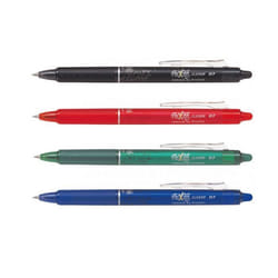 Lot de 4 stylos FriXion Ball Clicker pointe moyenne 0.7mm bleu rouge noir vert Pilot