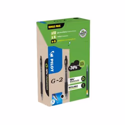 Pilot G-2 GREEN PACK, Stylos rétractables à encre gel, Noir, Noir, Moyen, Rond, 0,39 mm