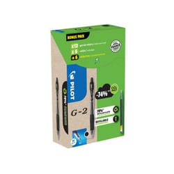 Pilot G-2 GREEN PACK Stylos rétractables à encre gel Moyen Noir 12 pièce(s)
