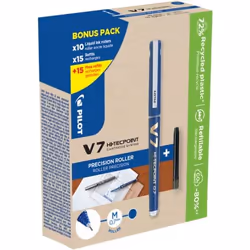 Pilot V7 HI-TECPOINT GREEN PACK, Stylo à bille, Bleu, Bleu, 0,7 mm, 0,4 mm, Moyen