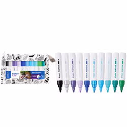 Pilot Pintor, Noir, Bleu, Vert, Bleu clair, Vert clair, Bleu métal, Argent, Violet, Multicolore, 10 couleurs, Moyen, Rond, 1, ...
