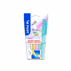 Pilot FriXion Light Soft, 6 pièce(s), Bleu, Vert, Orange, Rose, Violet, Jaune, Pointe biseautée, Multicolore, Plastique, Plas ...