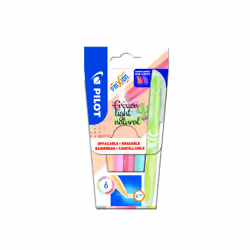 Pilot FriXion Light Natural Colors, 6 pièce(s), Bleu, Gris, Vert clair, Orange, Rose, Rouge, Pointe biseautée, Multicolore, P ...
