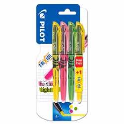 Pilot FriXion Light, 4 pièce(s), Vert, Rose, Jaune, Pointe biseautée, Multicolore, Plastique, Plastique recyclé, Rond