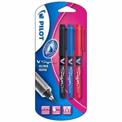 Pilot V-Sign, Stylos à encre gel avec bouchon, Noir, Bleu, Rouge, Noir, Bleu, Rouge, Plastique, Ampoule, 3 pièce(s)