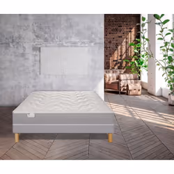 Ens L INDISPENSABLE 90x190 matelas H26 ressort ensachés, ferme, sommier