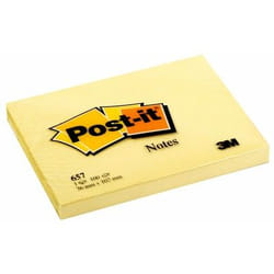 3M 657Y Post-it Rectangle Jaune 100 feuilles Auto-adhésif