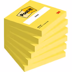 3M 654-NY, Carré, Jaune, Papier, 76 mm, 76 mm, 100 feuilles