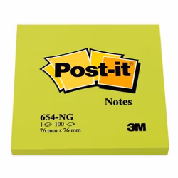 3M 654-NG Post-it Carré Vert 100 feuilles Auto-adhésif