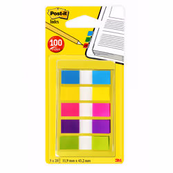 Post-It Index Etroit - Dévidoir Portable, Onglet avec index vierge, Multicolore, 12 mm, 43 mm