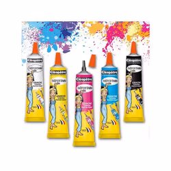5 tubes de gouache - Blanc jaune bleu magenta noir - Cléopâtre - 30ml