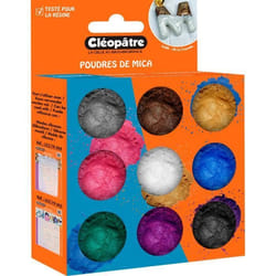 Poudre de Mica - Cléopâtre - Set de 9 pots - 9 couleurs - Paillettes - Outil de modelage