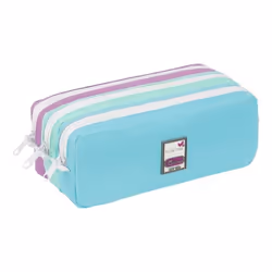 Trousse scolaire 3 compartiments grande capacité TRIZIP PASTEL - Viquel - Bleu - Enfant Fille