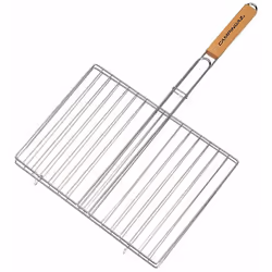Grille rectangulaire doubleAccessoire indispensable pour faire cuire des viandes, poissons, légumes ou encore fruits!Manche e ...