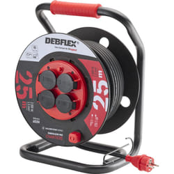 Debflex - enrouleur HO5RR-F plastic 3G1,5 centre fixe 4 prises etanches IP44 25M - 605204