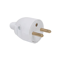 Fiche male 2P+T 16A droite portefeuille blanc - 713100 - Debflex