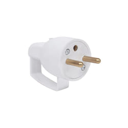 Fiche male avec anneau 2P+T 16A droite a coiffe blanc - 713140 - Debflex