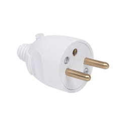 Fiche male 2P+T 16A droite a coiffe blanc - 713220 - Debflex