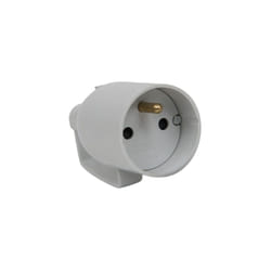 Fiche femelle avec anneau 2P+T 16A droite a coiffe gris - 713550 - Debflex