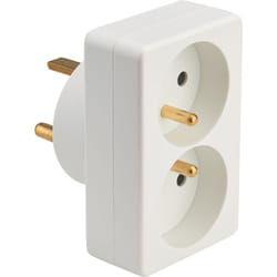 Debflex - adaptateur entree 2X2P+T 16A sortie 2P+T 20A 4400W blanc - 714450