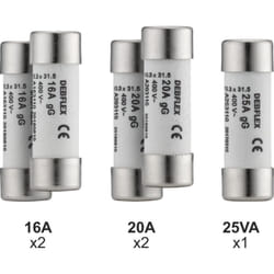 5 fusibles avec voyant 2X (16A, 20A) 1X 25A - Debflex