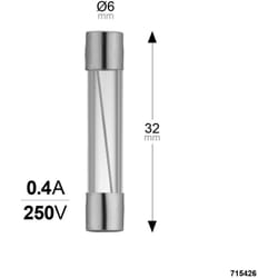 Fusible verre fusion rapide 6X32 0,4A 250V sachet de 2 - 715426 - Debflex
