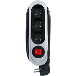 Debflex - nola bloc 3 prises 2P+T 16A avec interrupteur 1M noir / prise alu - 716158