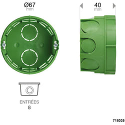 Boite d'encastrement maçonnerie 1 poste Ø67/P40 - 718035 - Debflex