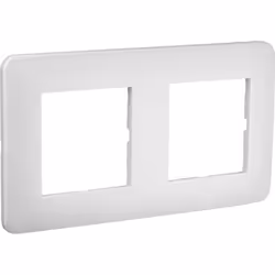 Description générale Plaque de finition double à encastrer, de couleur blanche brillante, conçue pour un montage horizontal o ...