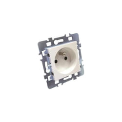 Debflex - Prise avec terre et support métal pour Casual Blanc Brillant, branchement par vis