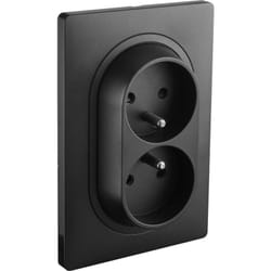 Debflex - caly double prise 2P+T 1 poste noir