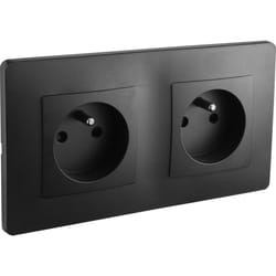 Debflex - caly double prise 2P+T horizontale noir