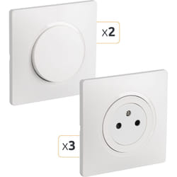 Debflex - casual evo lot complet 3 prise 2P+T affleurant + 2 va et vient blanc