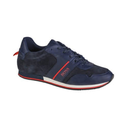 BOSS - Baskets lacées en cuir Bleu