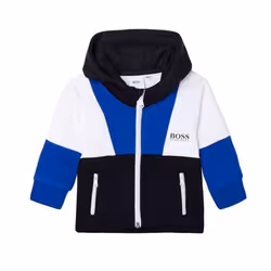 BOSS - Cardigan zippé à capuche Bleu