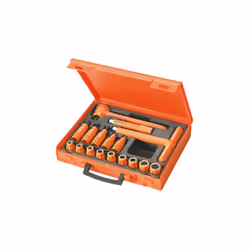 Taille d'entraînement = 1/2" Type de kit = Jeu de douilles Type d'entraînement = Carré Nombre de pièces = 17 Conforme VDE/100 ...