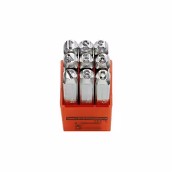 Hauteur de caractère = 4mm Nombre de pièces = 9 Contenu du kit = 0 ? 9 Longueur de poinçon = 75mm Largeur de poinçon = 8mm