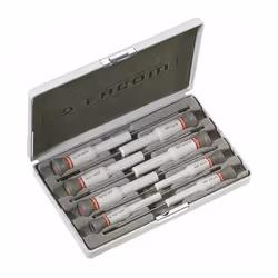 Description générale Coffret de 8 tournevis Micro-Tech® Facom, comprenant 5 tournevis à fente et 3 tournevis Phillips®. Idéal ...
