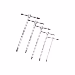 Description générale Jeu de 5 clés mâles 6 pans à poignée en T de la marque FACOM, modèle 84TC.JE5. Ce jeu comprend les taill ...
