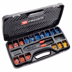 Composition :Une pince à sertir 449B. Assortiment de 20 modèles de cosses pré-isolées et d’accessoires.