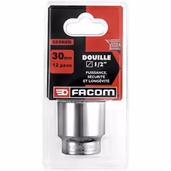 Avec sa taille de 30 mm, cette douille est idéale pour les écrous et boulons de même diamètre. Son format 1/2' la rend compat ...
