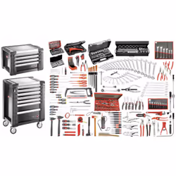 Caractéristiques :JET7.M150A : assortiment livré avec servante d'atelier à 7 tiroirs JET.7GM3 et mallette à outils JET.C4GM3C ...