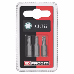 Jeu d'accessoires de tournevis Facom EX125.J3; 1/4''; T25; 25 mm; 3 unités