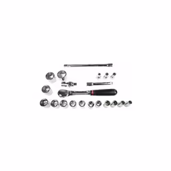 Taille d'entraînement = 1/2" Type de kit = Jeu de douilles sans impact Type d'entraînement = Carré Nombre de pièces = 21 Fini ...