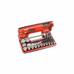 Taille d'entraînement = 1/2" Type de kit = Jeu de douilles Type d'entraînement = Carré Nombre de pièces = 22 Taille d’écrou = ...
