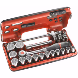 Description générale Le coffret DBOX Facom 1/2'' est un ensemble complet de 22 pièces, comprenant un cliquet à manche rotatif ...