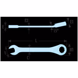 Caractéristiques :Clé à fourche à cliquet standard pour toutes les applications courantesMécanisme à cliquet compact et réver ...