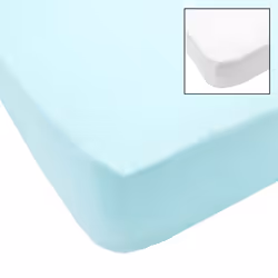 BABYCALIN 2 Draps Housse Bébé Blanc Turquoise 60 x 120 cm - Jersey - 130gr/m²