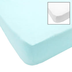 BABYCALIN 2 Draps Housse Bébé Blanc Turquoise 60 x 120 cm - Jersey - 130gr/m²