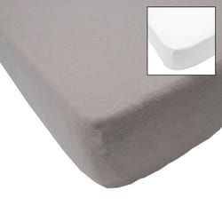 BABYCALIN 2 Draps Housse Bébé Blanc Taupe 60 x 120 cm - Jersey - 130gr/m²